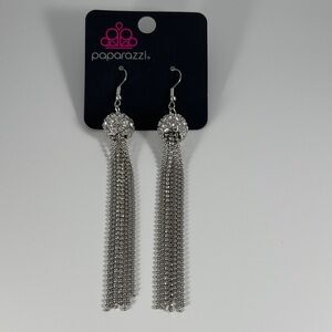 Paparazzi Dazzling Silver Tassel Earrings